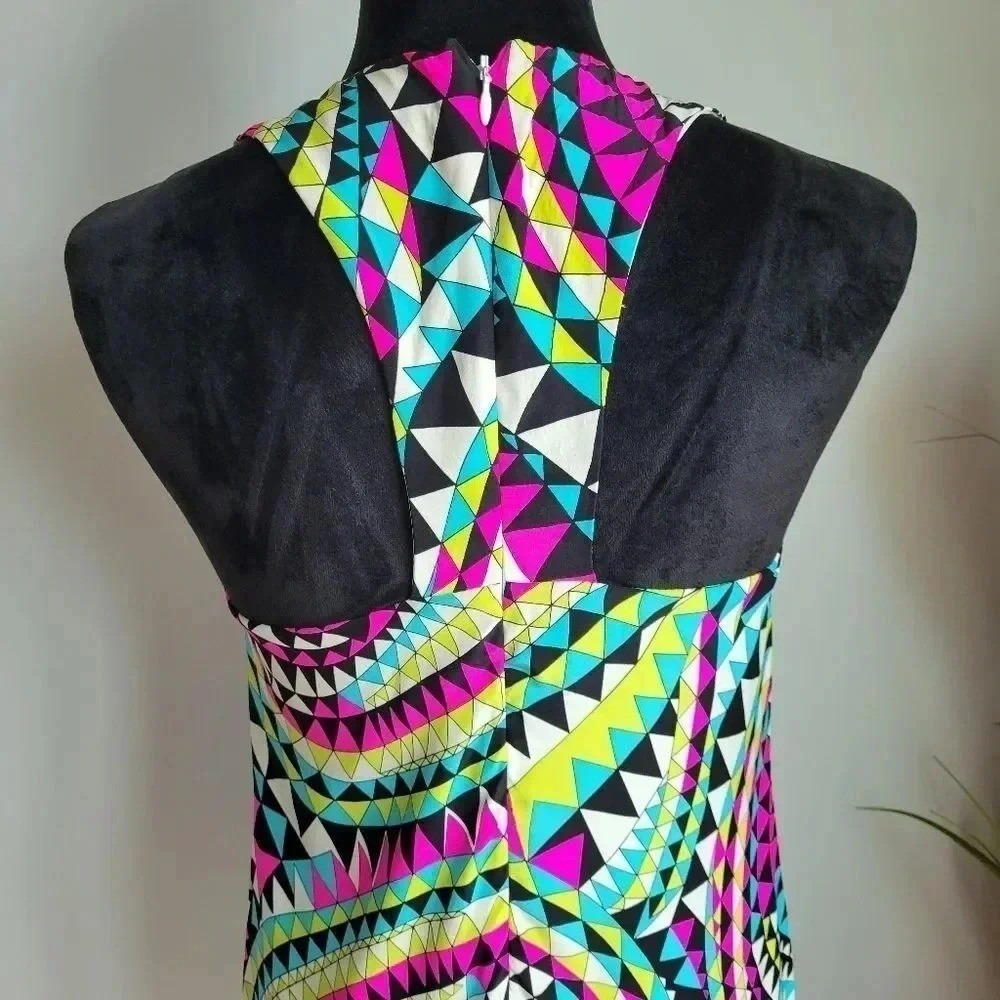 Alice & Trixie Jodi Silk Colorful Halter Neck Shift Sun Dress Size XS 2 Mod - Picture 6 of 9